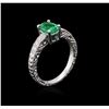Image 3 : 14KT White Gold 0.76ct Emerald and Diamond Ring