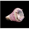 Image 2 : 14KT Rose Gold 7.52ct Kunzite, Pink Sapphire and Diamond Ring