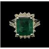 Image 1 : 14KT White Gold 5.71ct GIA Certified Emerald and Diamond Ring
