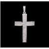 Image 1 : 0.80ctw Diamond Cross Pendant - 14KT White Gold