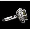 Image 3 : 14KT White Gold 3.23ct Green Tourmaline and Diamond Ring