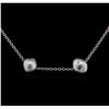 Image 2 : Pearl and Diamond Necklace - 18KT White Gold