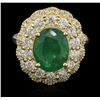 Image 1 : 3.33ct Emerald and Diamond Ring - 14KT Yellow Gold