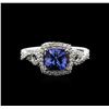 Image 1 : 14KT White Gold 1.62ct Tanzanite and Diamond Ring