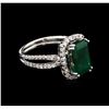 Image 2 : 3.08ct Emerald and Diamond Ring - 14KT White Gold