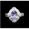 Image 1 : 1.67ct Tanzanite and Diamond Ring - 14KT White Gold