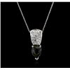 Image 2 : 14KT White Gold 2.12ct Green Tourmaline and Diamond Pendant With Chain
