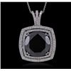 Image 1 : 14KT White Gold 28.62ctw Black Diamond Pendant With Chain