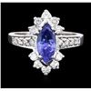 Image 1 : 14KT White Gold 1.34ct Tanzanite and Diamond Ring