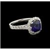 Image 2 : 3.00ct Blue Sapphire and Diamond Ring - 14KT White Gold