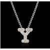 Image 1 : 14KT White Gold 0.17ctw Diamond Pendant With Chain