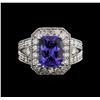 Image 1 : 4.38ct Tanzanite and Diamond Ring - 14KT White Gold