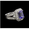 Image 2 : 4.38ct Tanzanite and Diamond Ring - 14KT White Gold