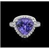 Image 1 : 4.35ct Tanzanite and Diamond Ring - 14KT White Gold