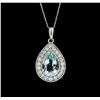 Image 1 : 14KT White Gold 2.52ct Aquamarine and Diamond Pendant With Chain