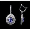 Image 2 : 14KT White Gold 2.62ctw Tanzanite and Diamond Earrings