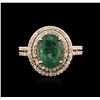 Image 1 : 2.72ct Emerald and Diamond Ring - 14KT Rose Gold