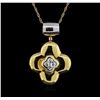 Image 2 : 0.50ctw Diamond Pendant With Chain - 18KT Two-Tone Gold