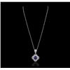 Image 2 : 14KT White Gold 4.18ct Tanzanite and Diamond Pendant With Chain