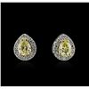 Image 1 : 1.73ctw Fancy Yellow Diamond Earrings - 14KT White Gold