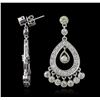 Image 2 : 14KT White Gold 4.07ctw Diamond Dangle Earrings