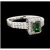 Image 2 : 14KT White Gold 0.71ct Tsavorite and Diamond Ring