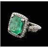 Image 2 : 18KT White Gold 9.14ct Emerald and Diamond Ring