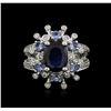 Image 1 : 14KT White Gold 3.49ct Sapphire, Tanzanite and Diamond Ring