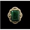 Image 1 : 18.28ct Emerald and Diamond Ring - 14KT Yellow Gold