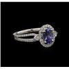 Image 2 : 0.70ct Tanzanite and Diamond Ring - 18KT White Gold