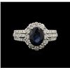 Image 1 : 2.00ct Blue Sapphire and Diamond Ring - 14KT White Gold