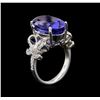 Image 3 : 12.47ct Tanzanite and Diamond Ring - 14KT White Gold