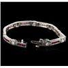 Image 3 : 14KT White Gold 2.40ctw Ruby and Diamond Bracelet