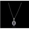 Image 2 : 14KT White Gold 4.20ct Tanzanite and Diamond Pendant With Chain