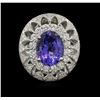Image 1 : 6.24ct Tanzanite and Diamond Ring - 14KT White Gold