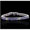 Image 1 : 14KT White Gold 14.28ctw Tanzanite and Diamond Bracelet