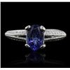 Image 1 : 14KT White Gold 1.39ct Tanzanite and Diamond Ring