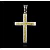 Image 1 : 14KT White Gold 8.48ctw Diamond Cross Pendant