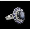 Image 2 : 14KT White Gold 9.12ctw Blue Star Sapphire and Diamond Ring