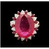 Image 1 : 14KT Yellow Gold 13.48ctw Ruby and Diamond Ring