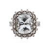 Image 1 : 14KT White Gold 6.39ct Aquamarine and Diamond Ring