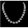 Image 1 : Cultured Pearl and Diamond Necklace - 14KT White Gold