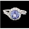 Image 1 : 14KT White Gold 1.91ct Tanzanite and Diamond Ring