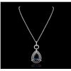 Image 1 : 14KT White Gold 29.77ct Blue Topaz and Diamond Pendant With Chain