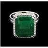 Image 1 : 7.82ct Emerald and Diamond Ring - 14KT White Gold