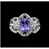 Image 1 : 14KT White Gold 2.98ct Tanzanite and Diamond Ring