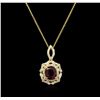 Image 1 : 5.42ct Ruby and Diamond Pendant With Chain - 14KT Yellow Gold