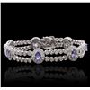 Image 1 : 14KT White Gold 5.81ctw Tanzanite and Diamond Bracelet
