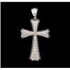 Image 1 : 0.45ctw Diamond Cross Pendant - 14KT White Gold