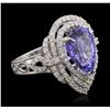 Image 2 : 14KT White Gold 5.42ct Tanzanite and Diamond Ring
